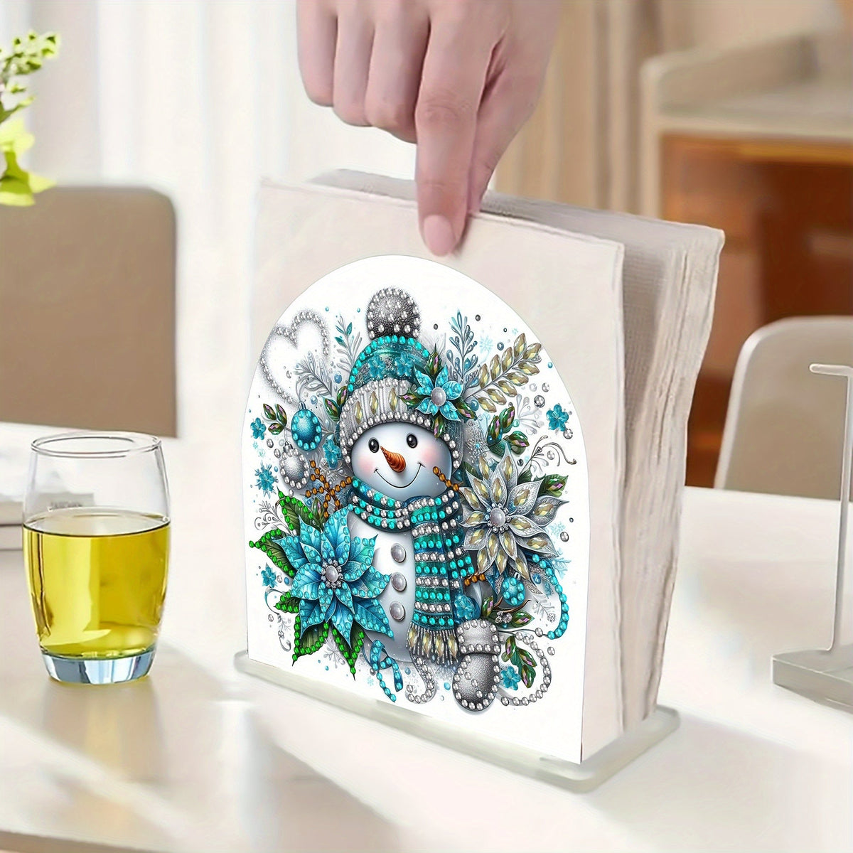 Snowman | Napkin holder | Diamond painting