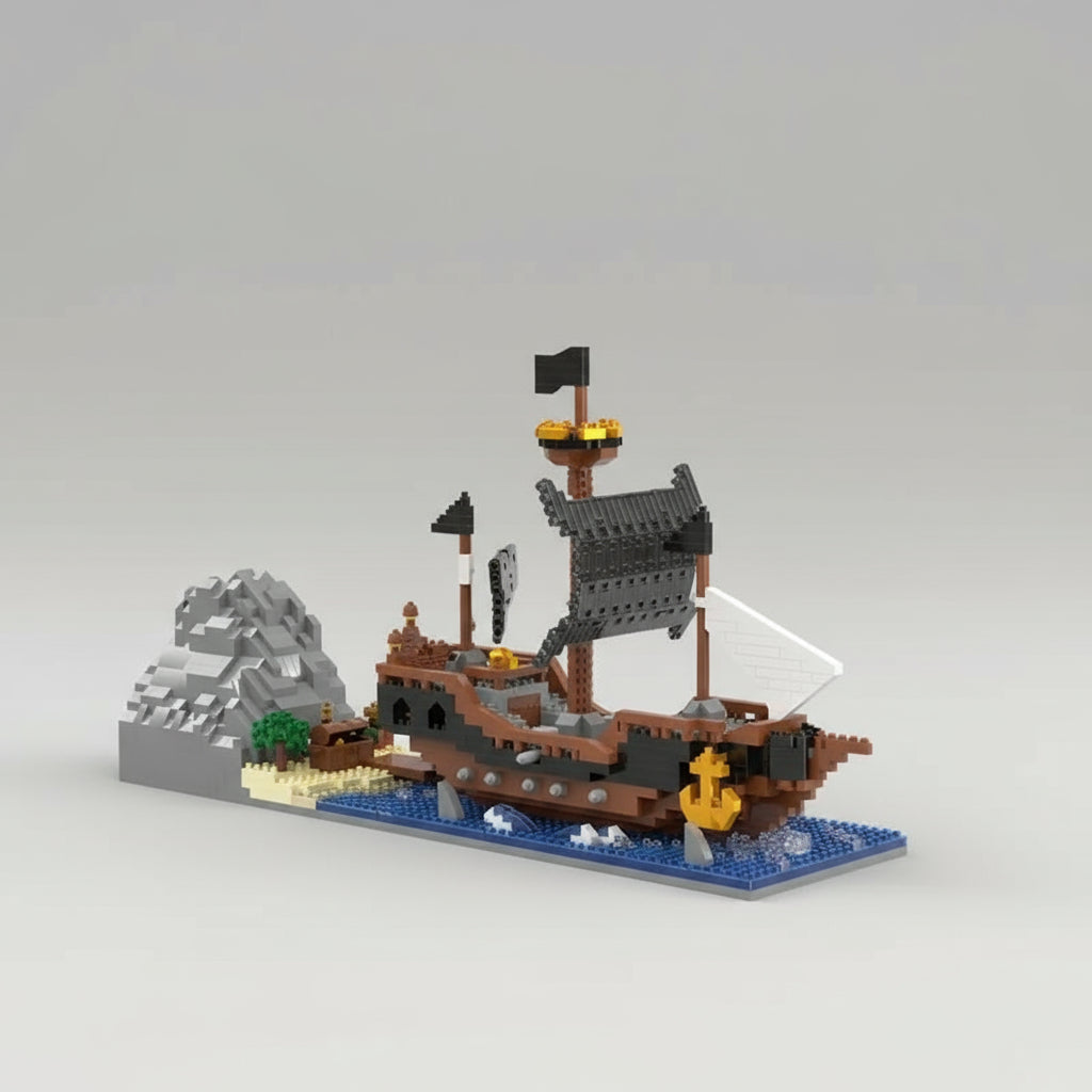 Pirate ship on water | Building blocks