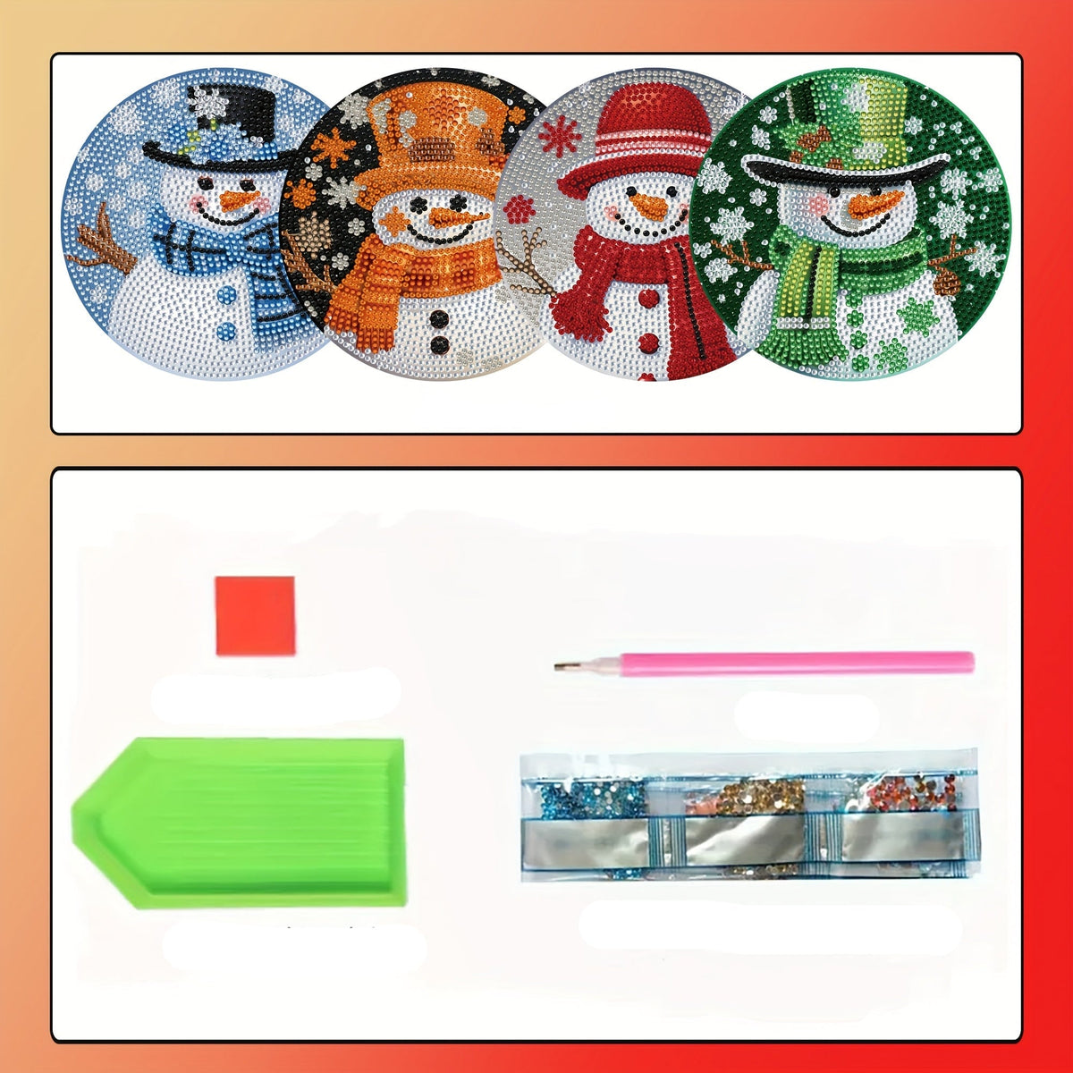 Snowman placemats | 4 pieces | Diamond painting