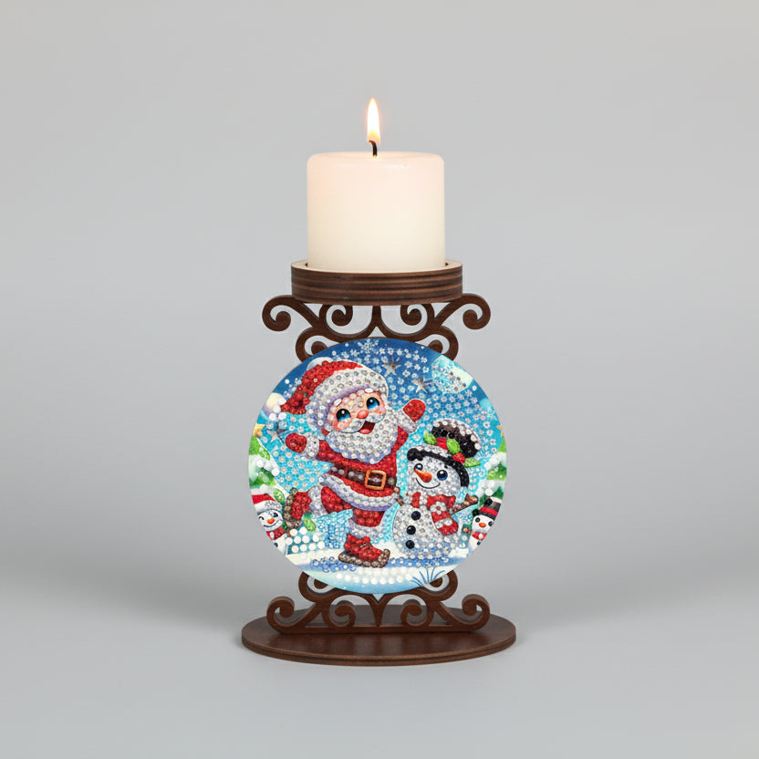 Santa Claus with snowman | candle holder | Diamond painting