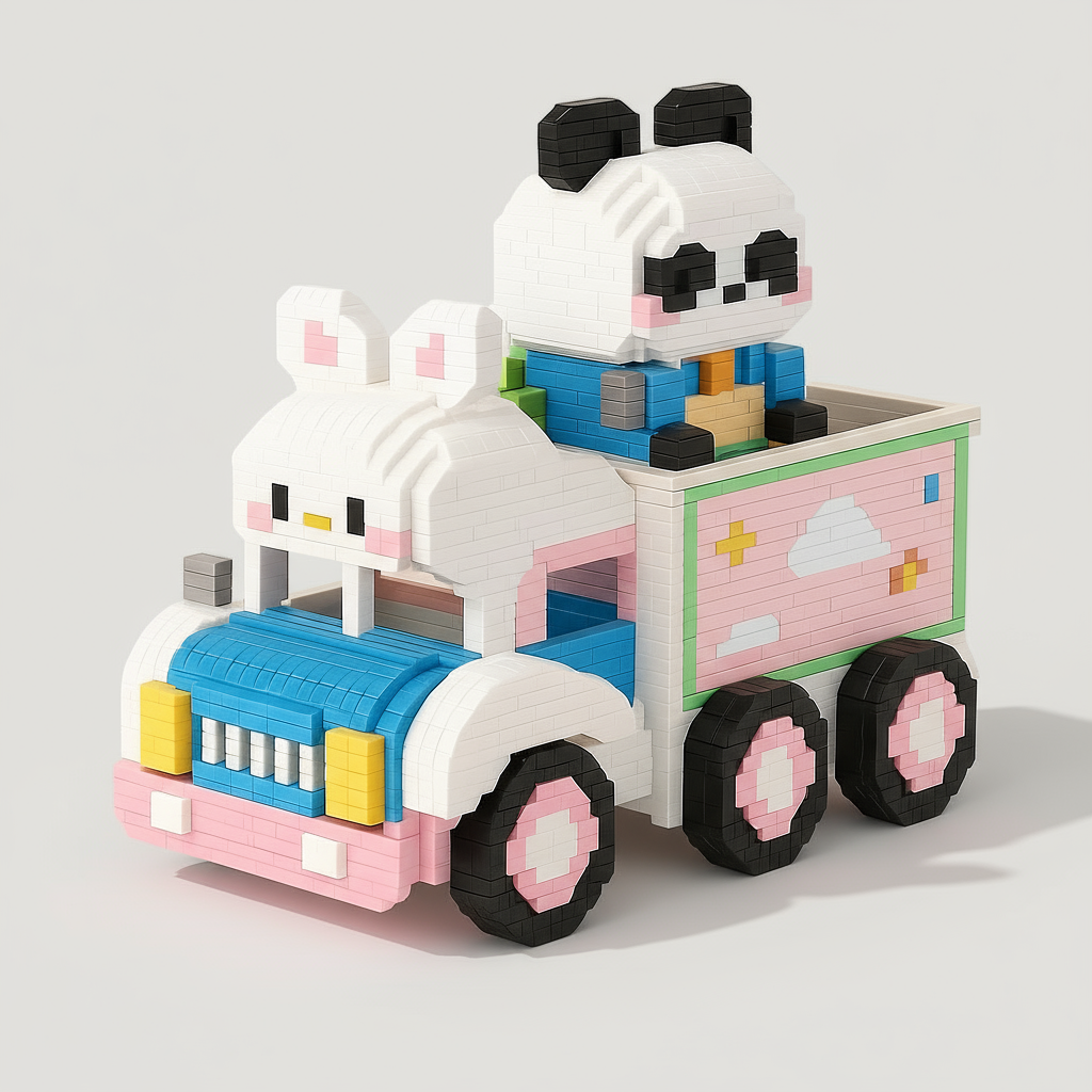 Panda on Train | Pen Holder | Building Blocks