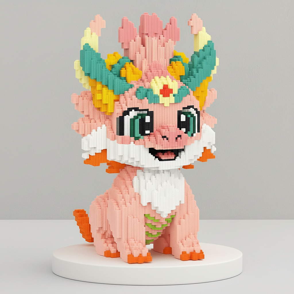 Cute Pink Dragon | Building Blocks