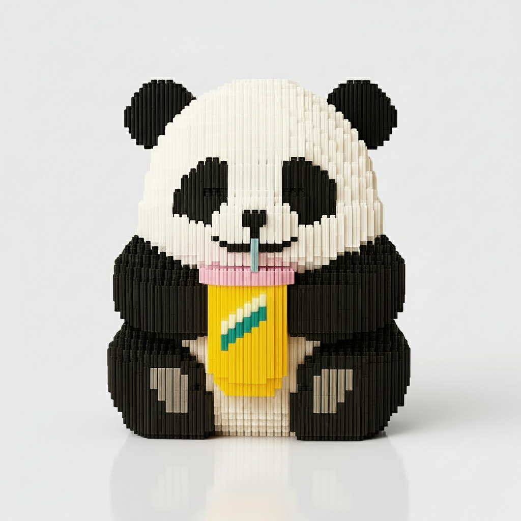 Panda with Milkshake | Building Blocks
