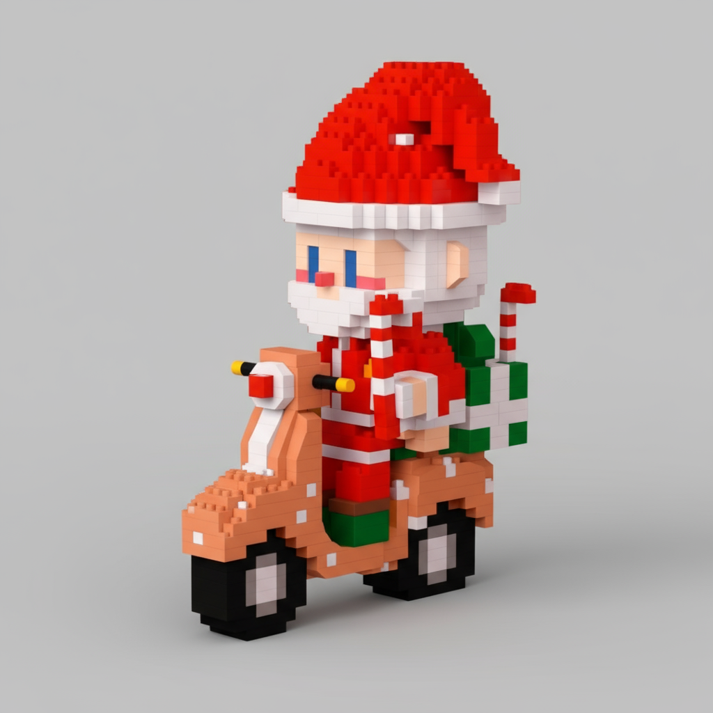 Santa Claus on Scooter | Building Blocks