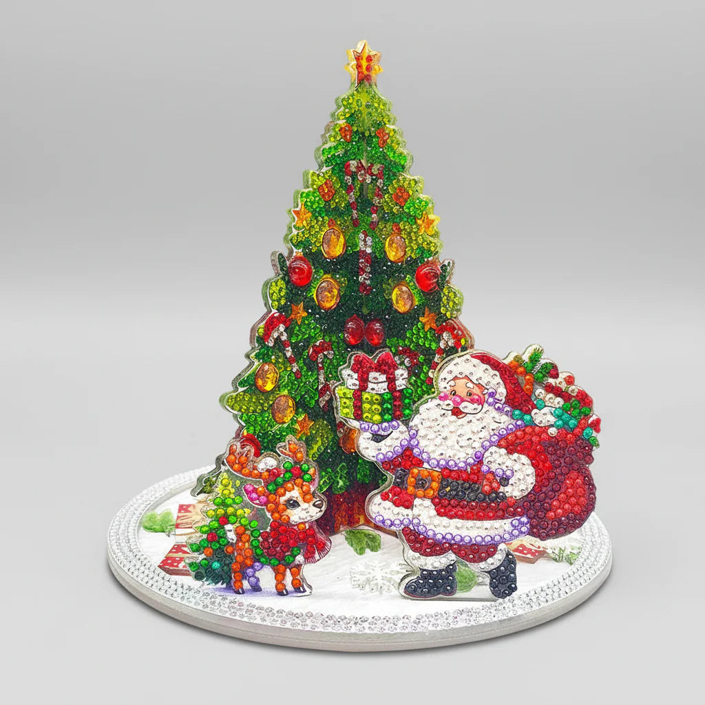 3D Santa Claus by the Christmas tree | Diamond painting
