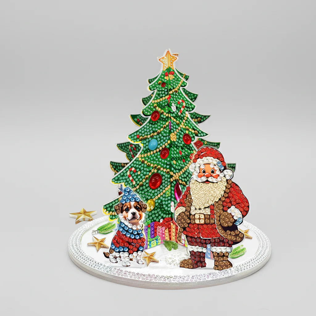 3D Santa Claus by the Christmas tree | Diamond painting