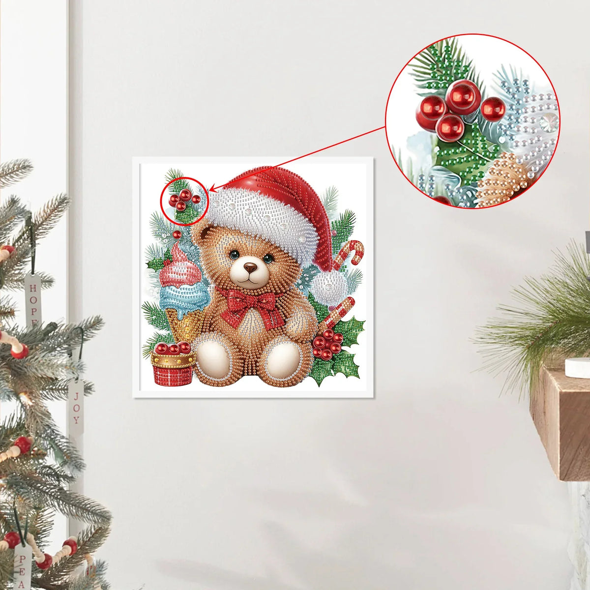 Bear with Christmas Hat | Diamond Painting