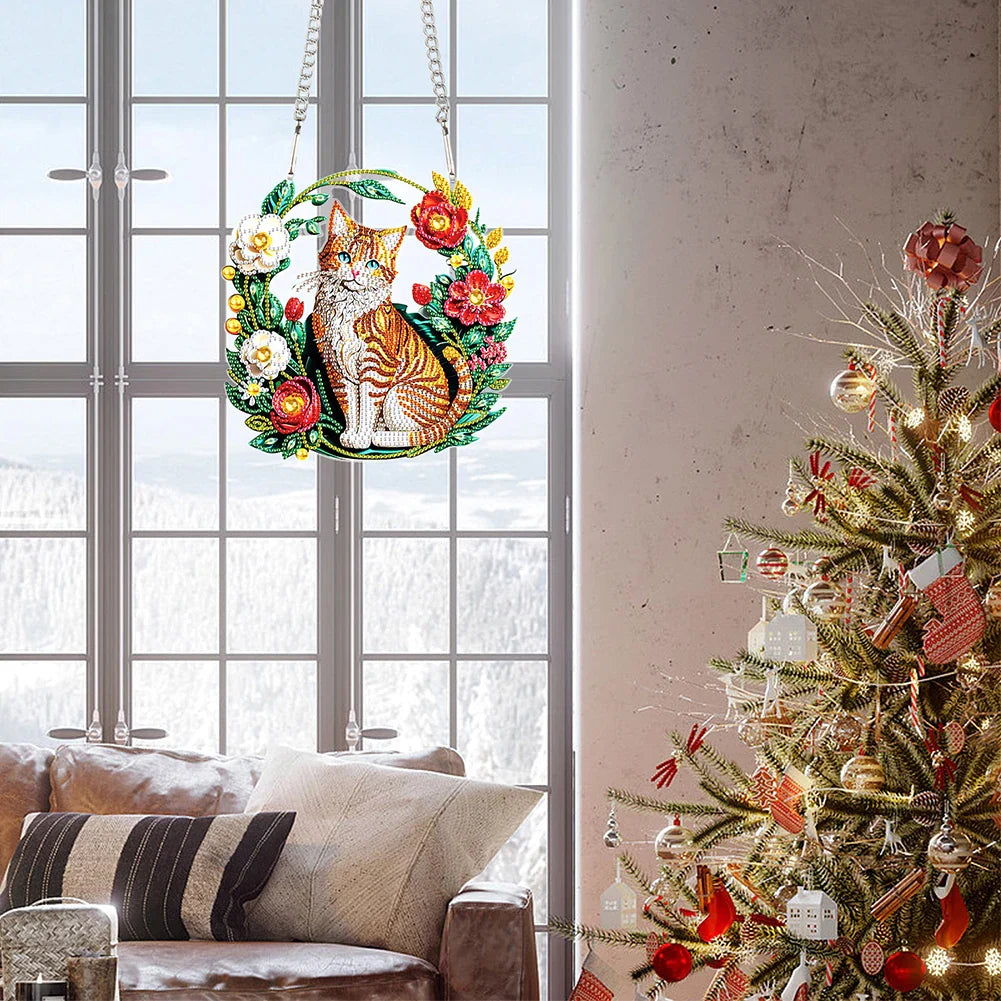Decorative hanger | cat | Diamond painting