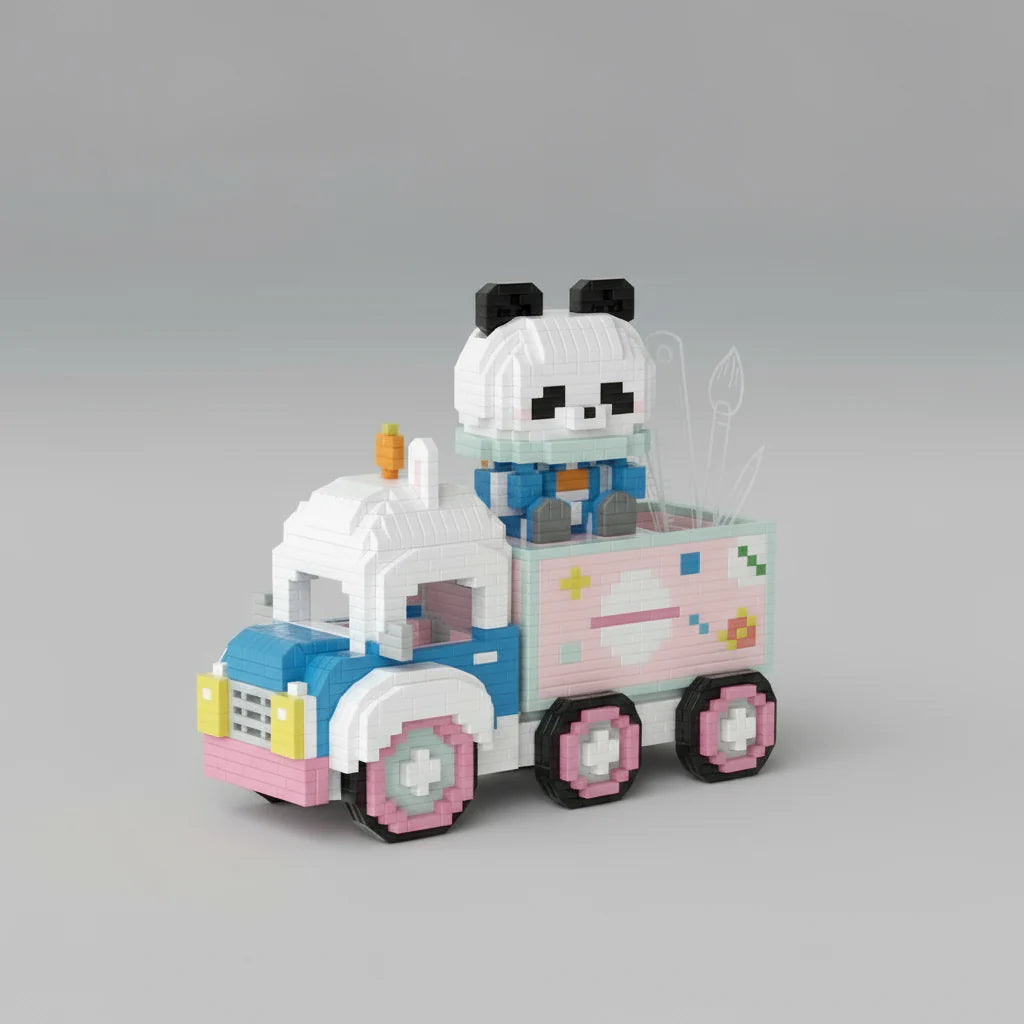 Panda on Train | Pen Holder | Building Blocks