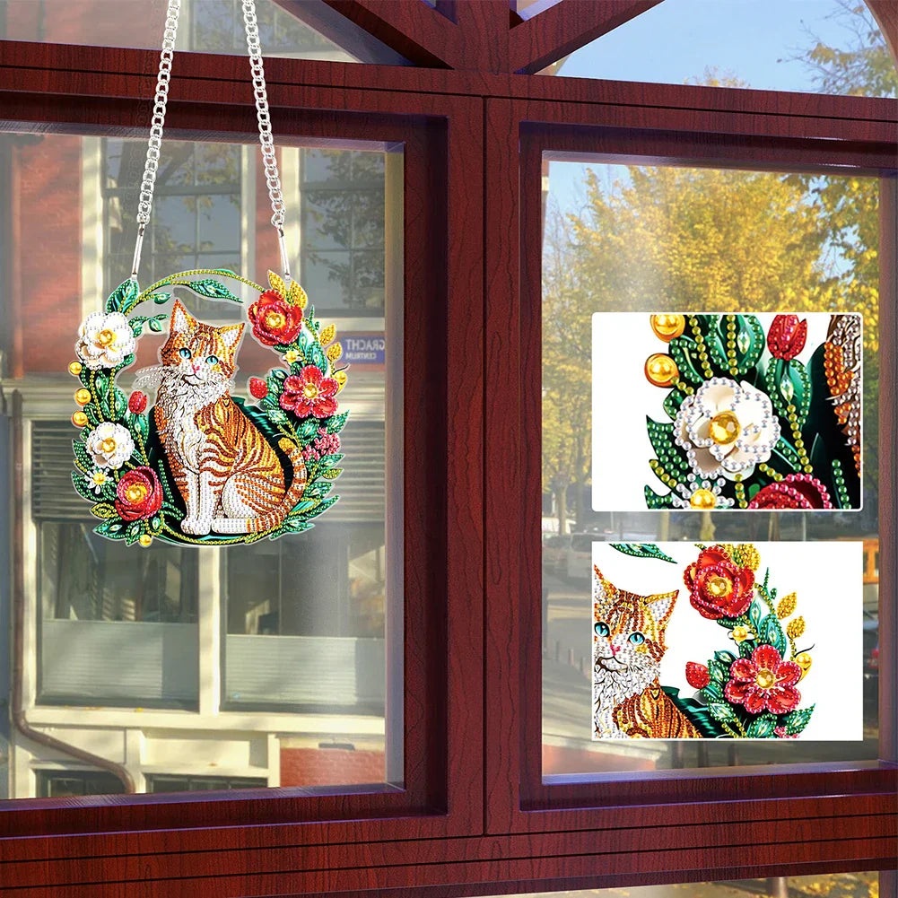 Decorative hanger | cat | Diamond painting