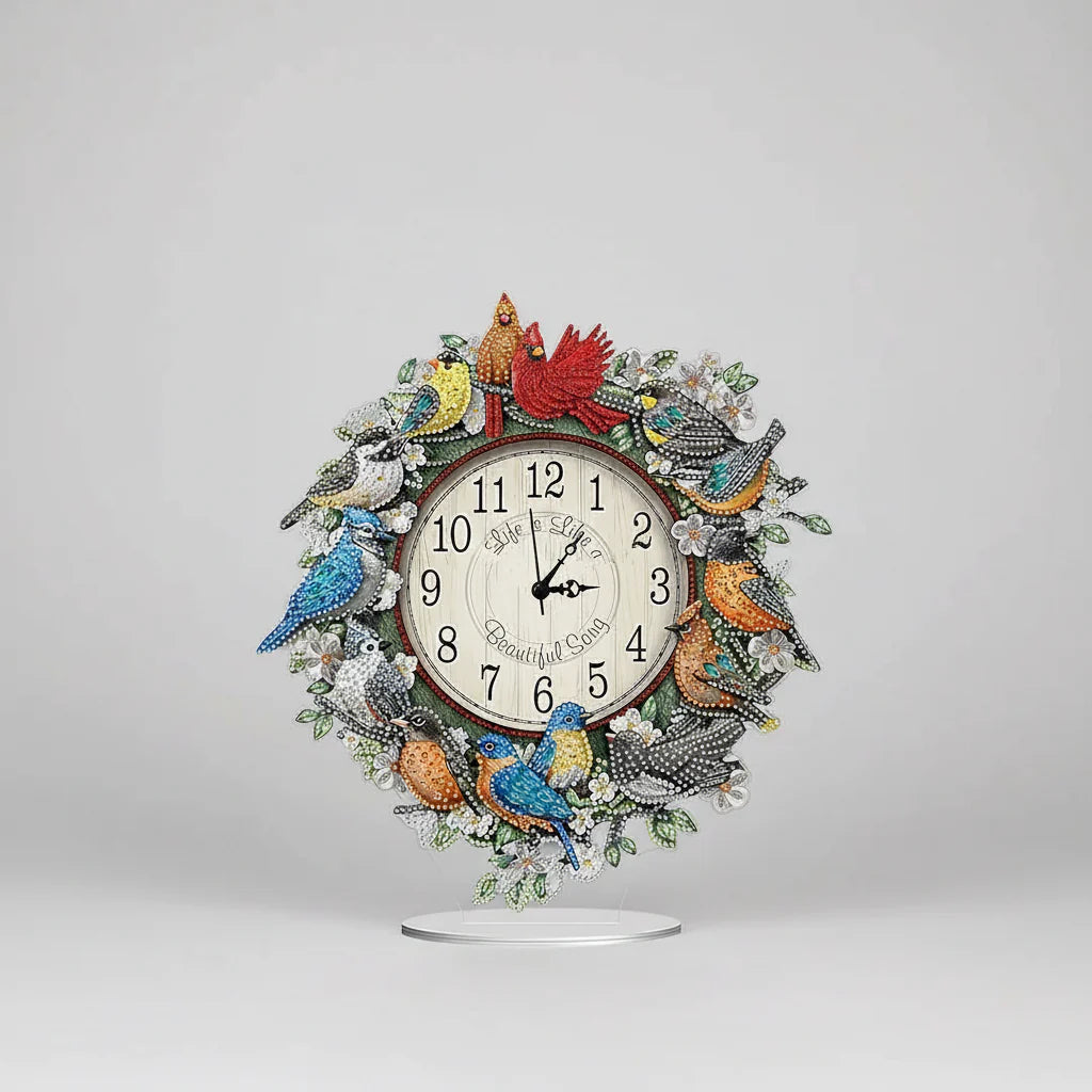 5D Clock with Birds | Diamond Painting