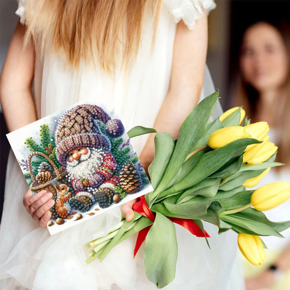 Christmas Cards Set with Warm Winter Figures | 6 Pieces | Diamond Painting