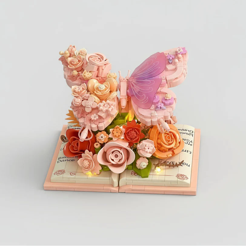 Pink Butterfly on Book | Building Blocks