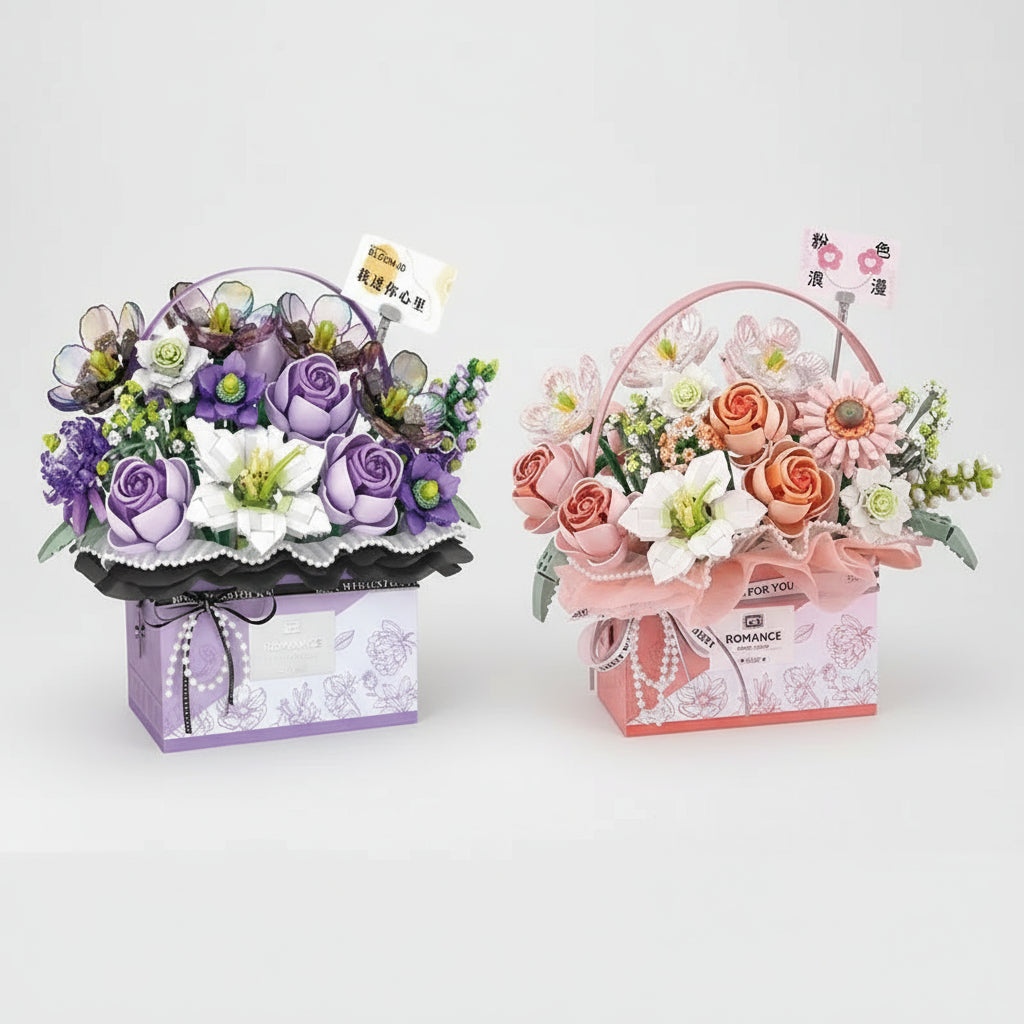 Pink rose basket