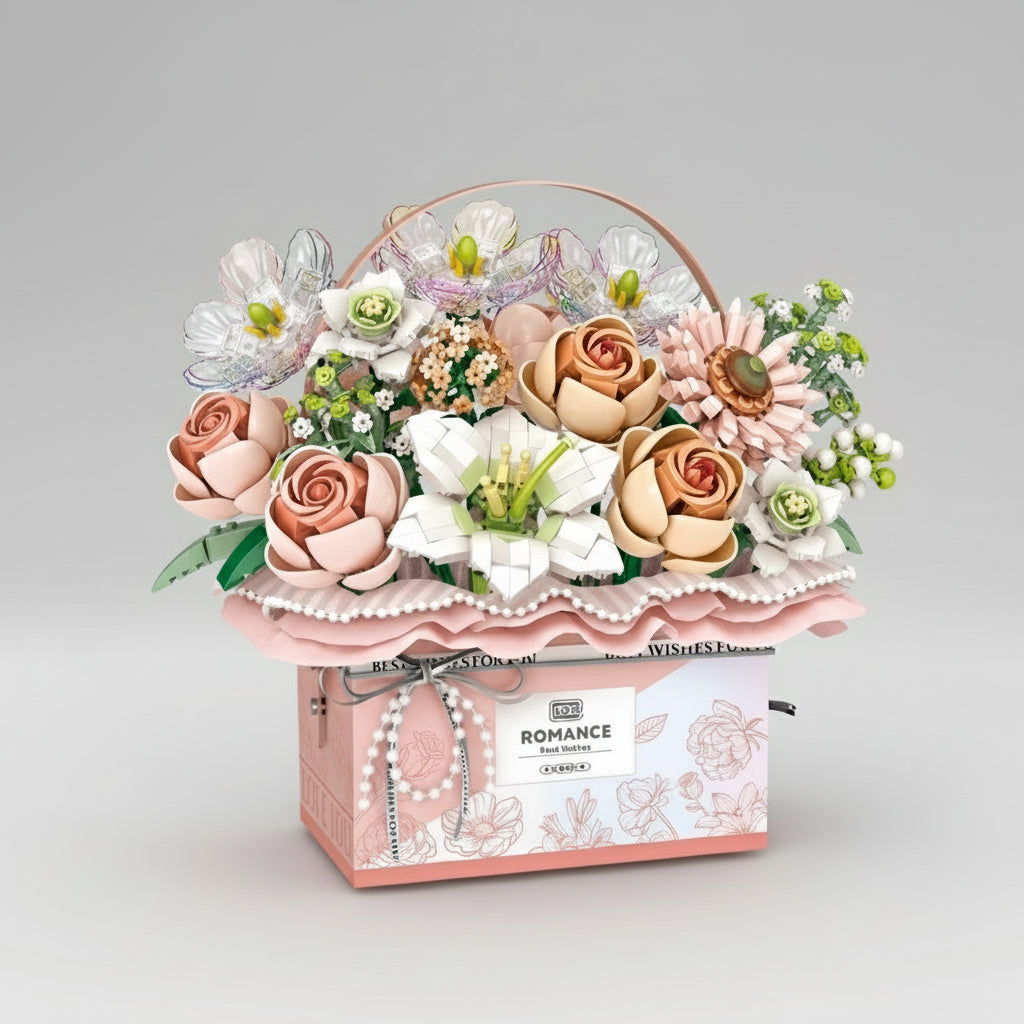 Pink rose basket