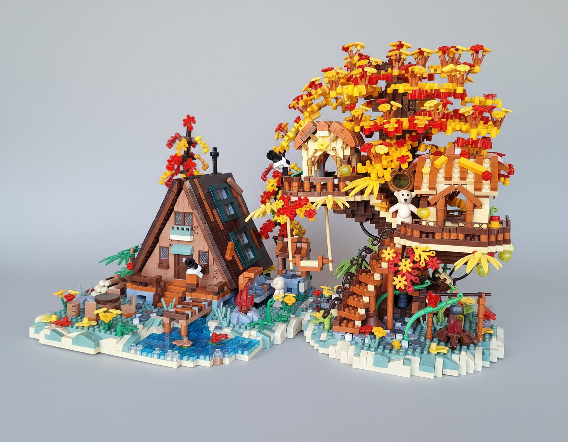 Autumn house with treehouse | Building Blocks