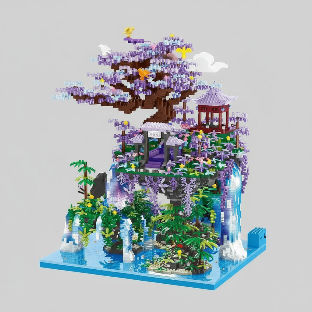 Tree island with waterfall | Building Blocks