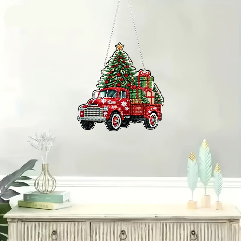 Decorative hanger | Christmas truck | Diamond painting