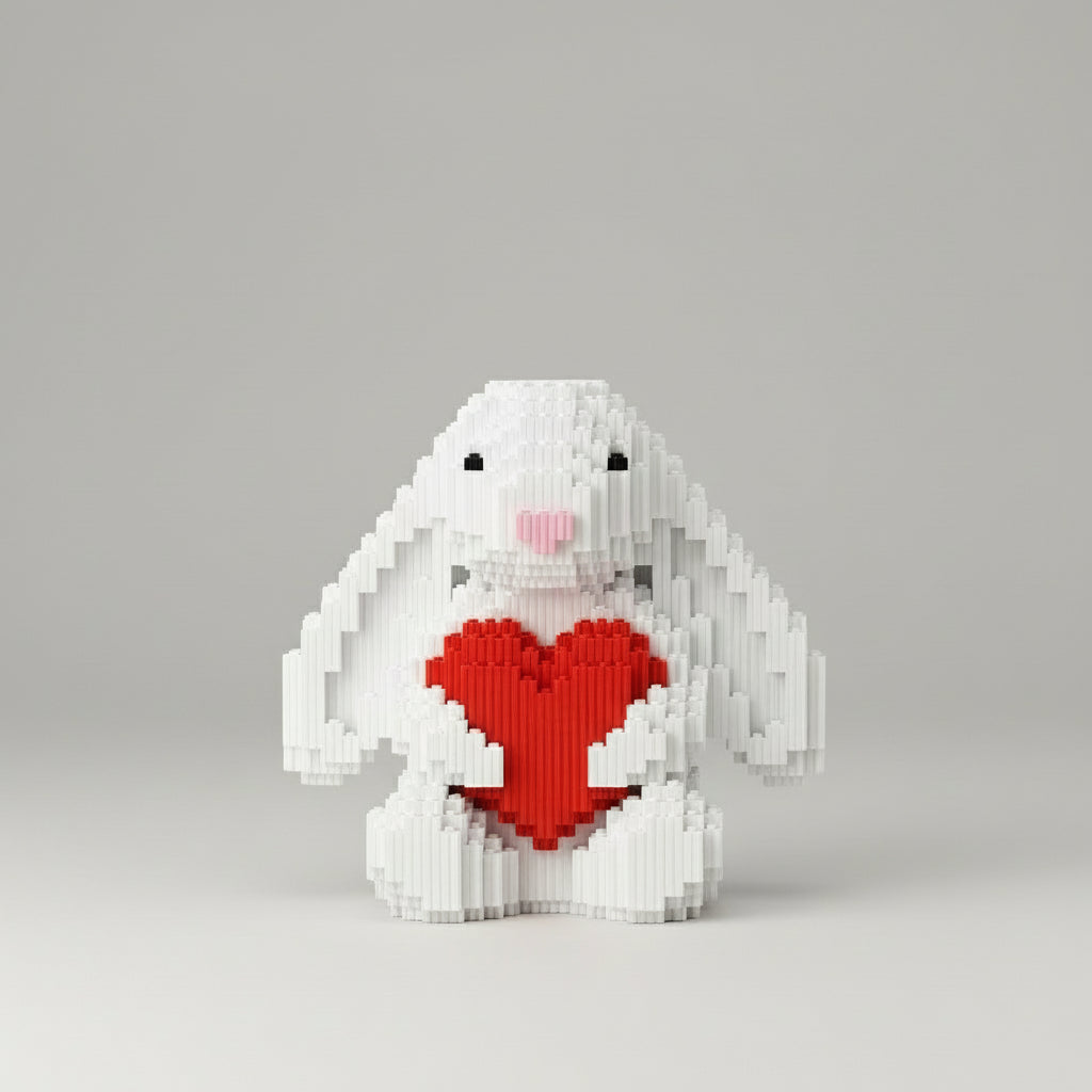 Cute Rabbit with Heart | Building Blocks
