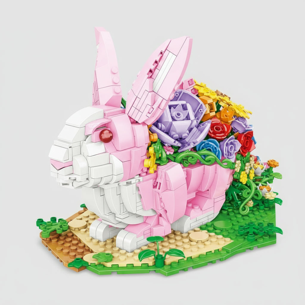 Konijn Met Bloemen Bouwblokjes