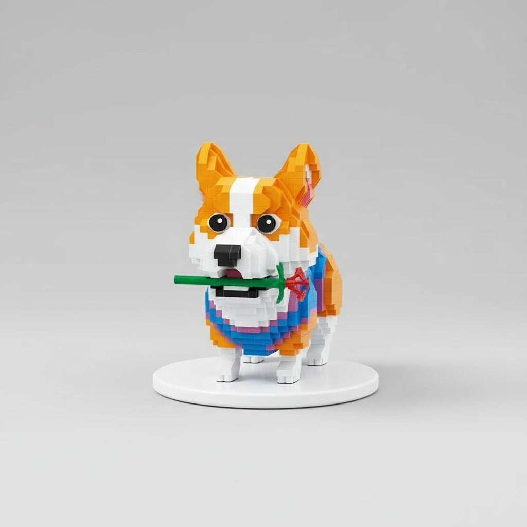 Welsh Corgi with a Rose | Building Blocks