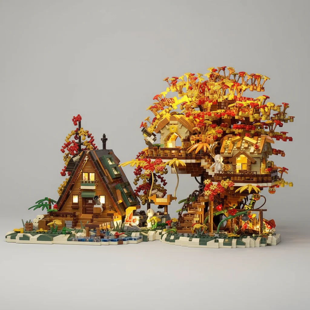 Autumn house with treehouse | Building Blocks