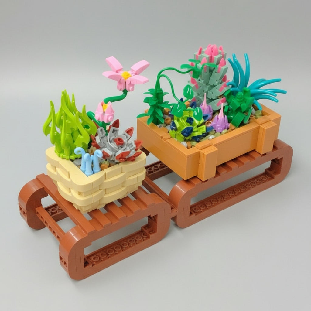 Planten Op Bankje Bouwblokjes