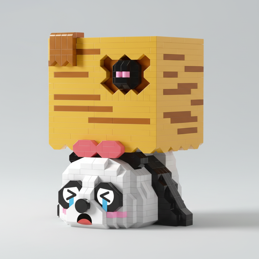 Sad panda pen holder | Building bricks
