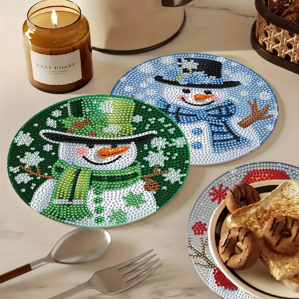 Snowman placemats | 4 pieces | Diamond painting