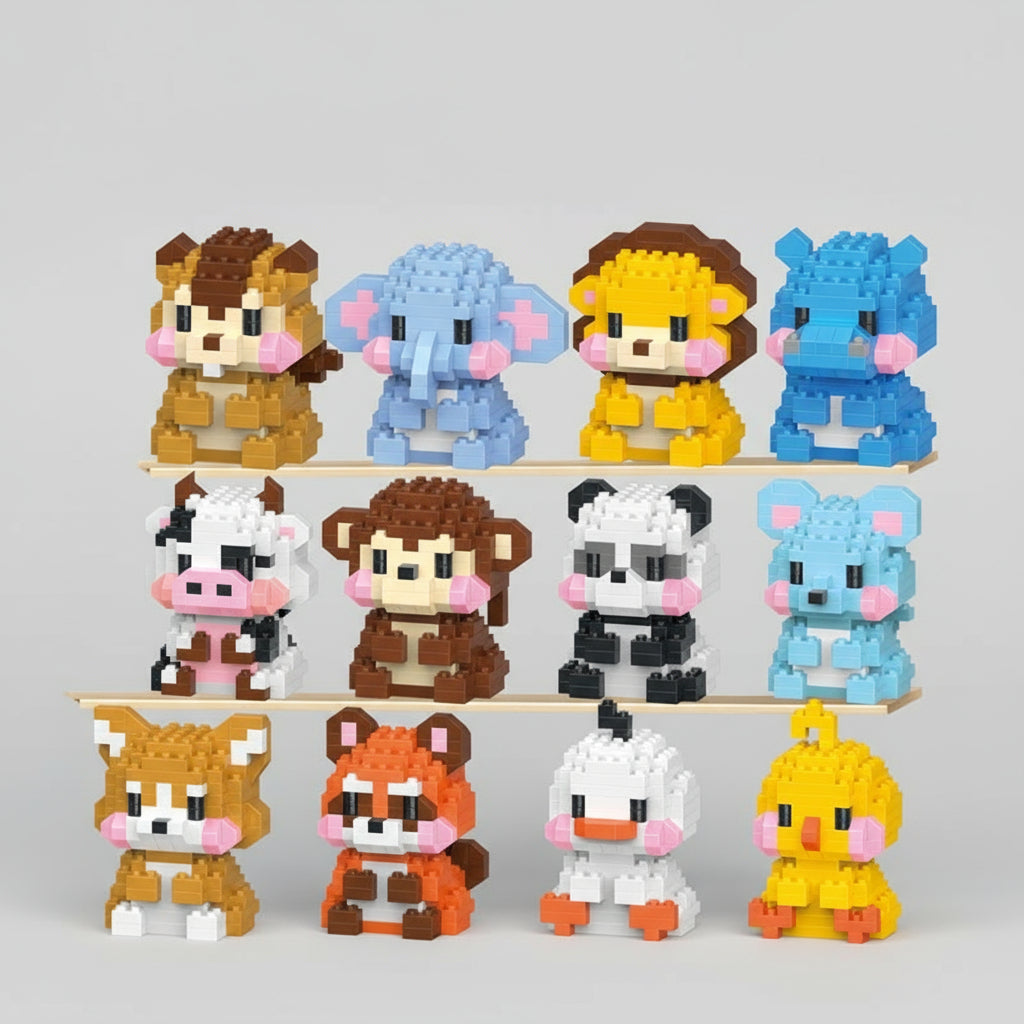 Mini animals | 12 pieces | Building bricks