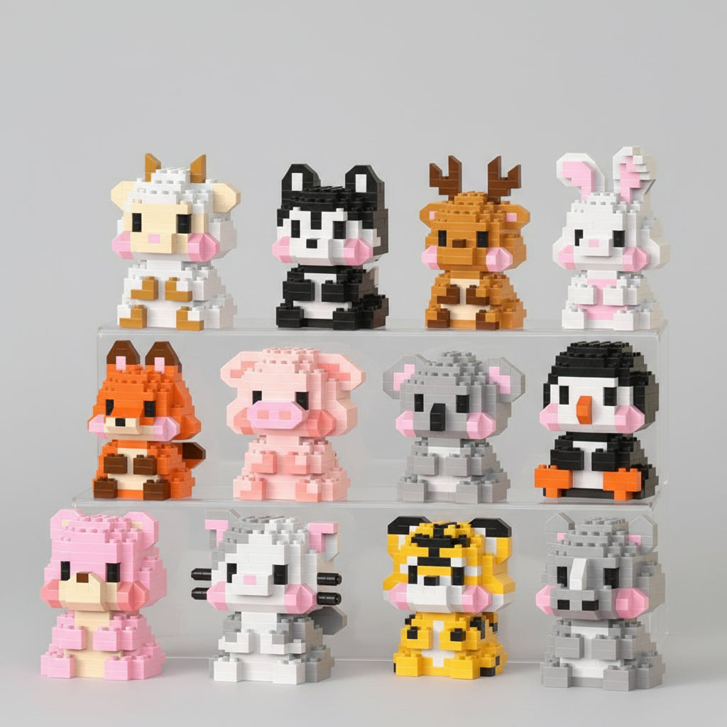 Mini animals | 12 pieces | Building bricks