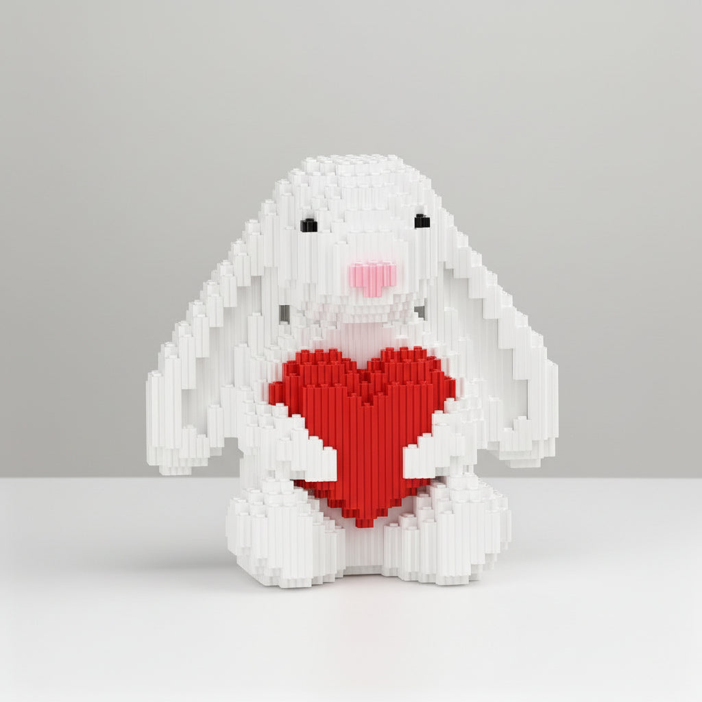 Cute Rabbit with Heart | Building Blocks