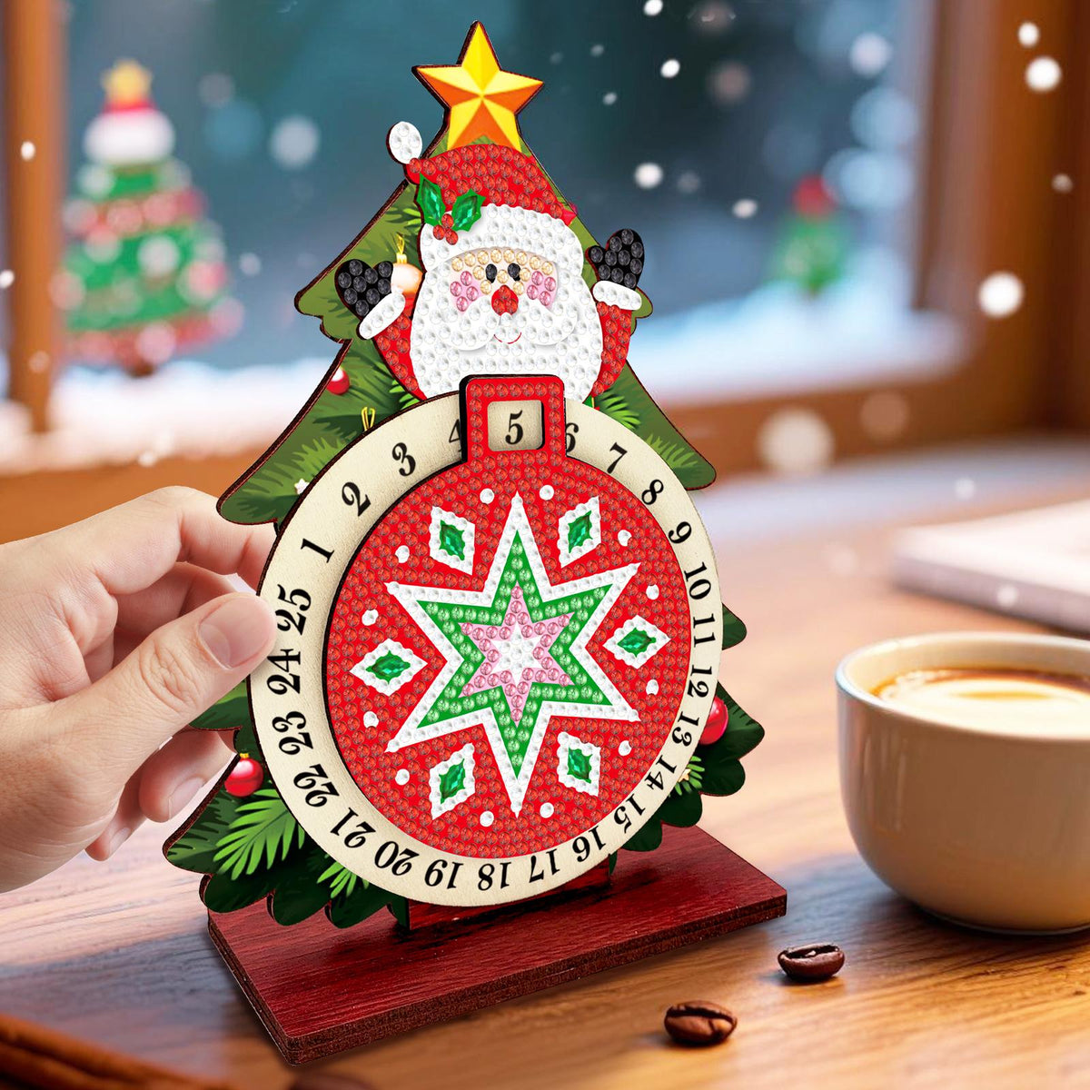 Santa Claus in Christmas Tree | Calendar | Diamond Painting