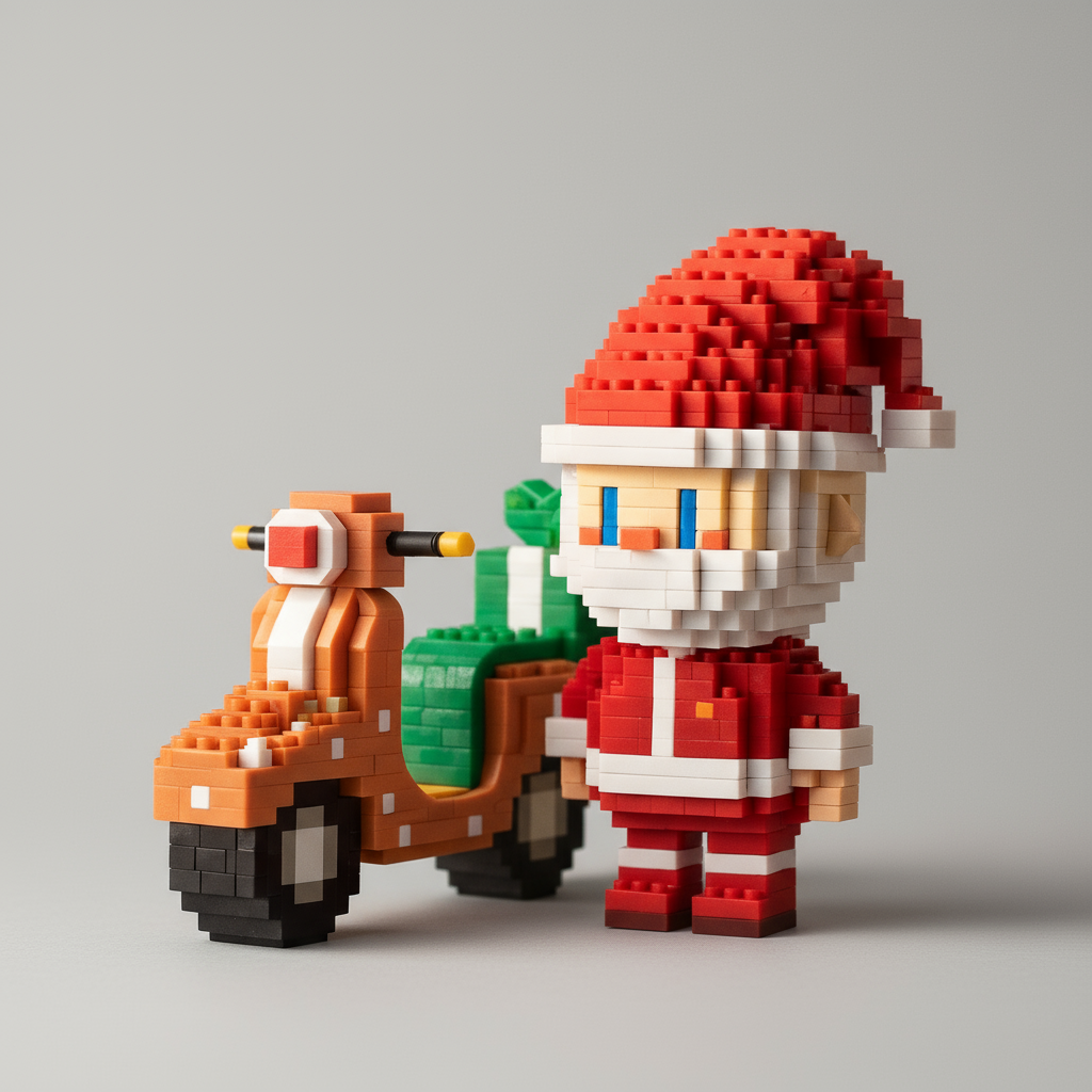 Santa Claus on Scooter | Building Blocks