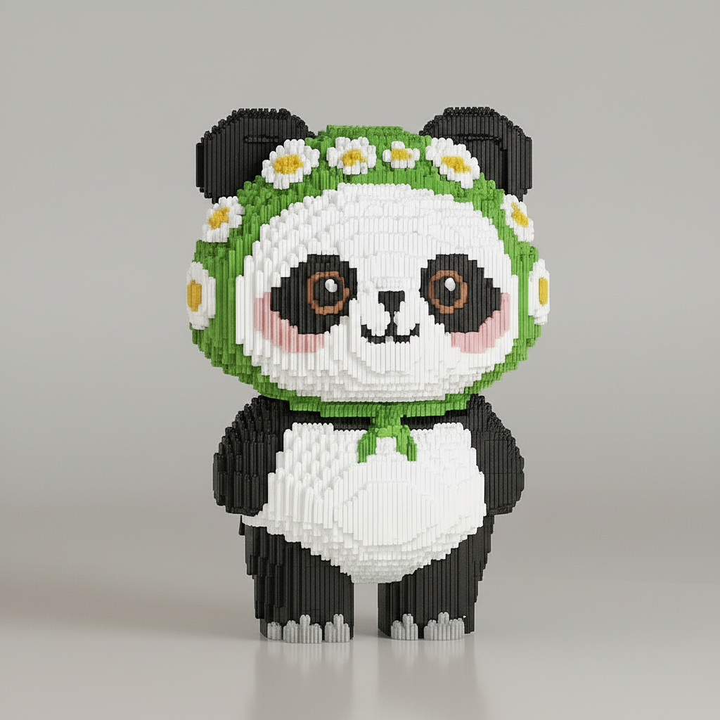 Mega Panda with Flower Crown | Building Blocks