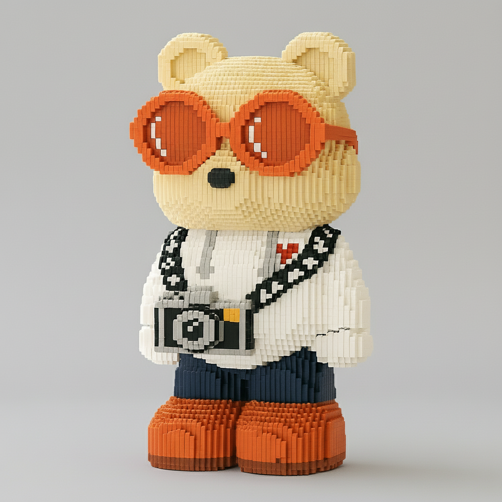 MEGA Cute Gray Bear with Camera | Building Blocks