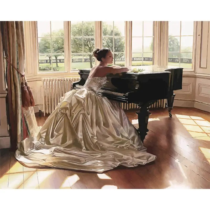 Woman Behind a Piano | Paint by Numbers