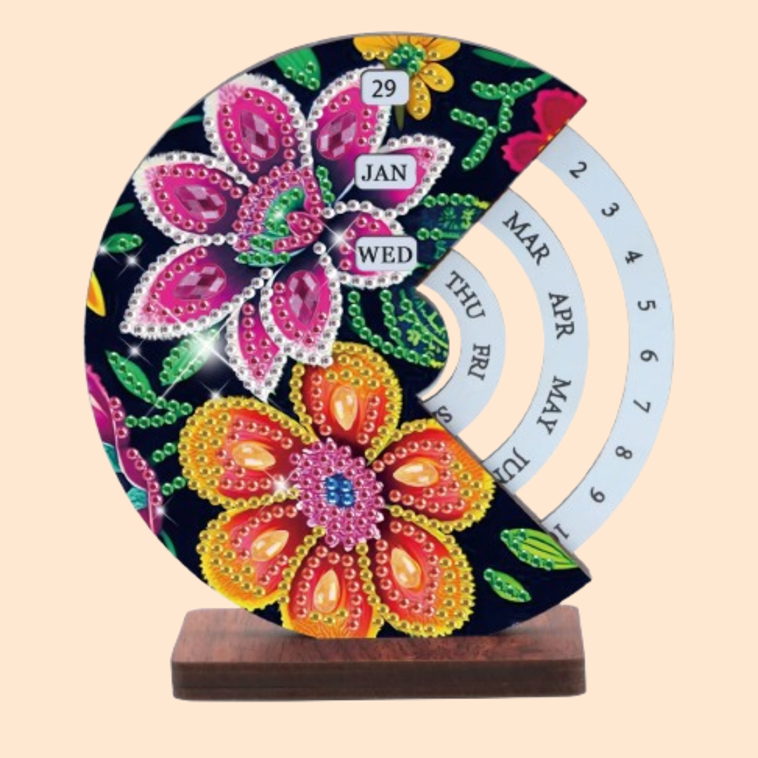 Pink & Orange Flower  | Calendar | Diamond Painting