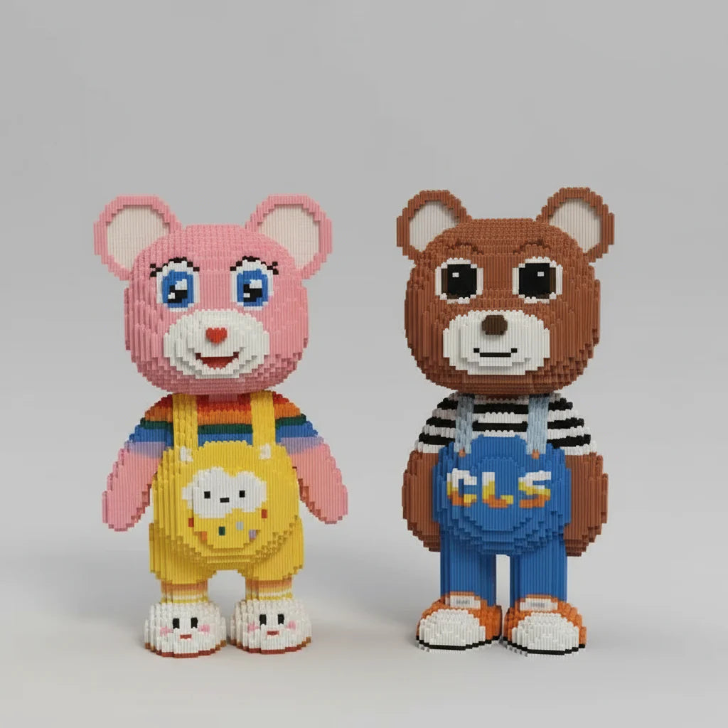 MEGA Brown Bear with Overalls | Building Blocks