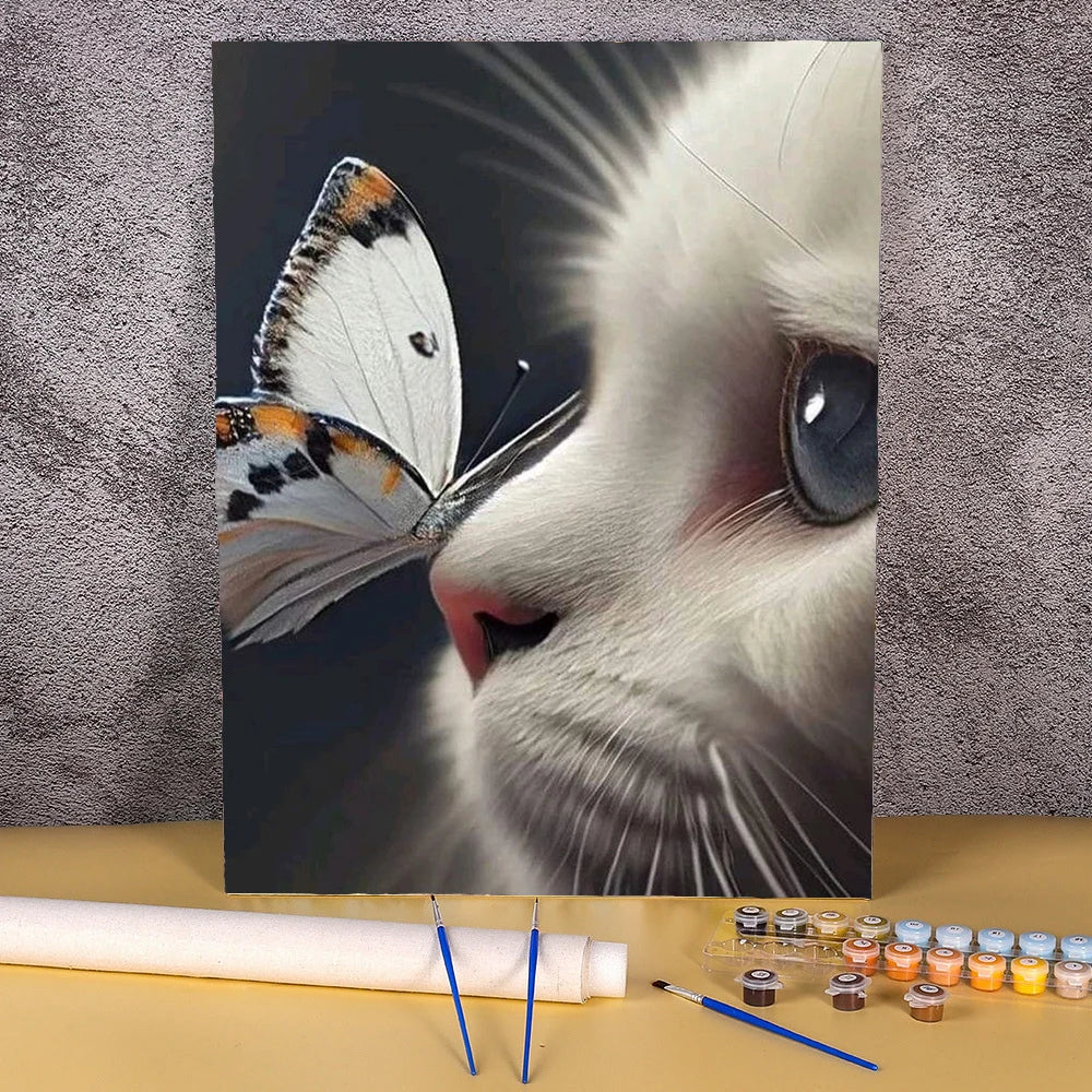 Cat with a Butterfly | Paint by Numbers