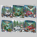 Christmas Cards Set with Vintage Cars | 6 Pieces | Diamond Painting