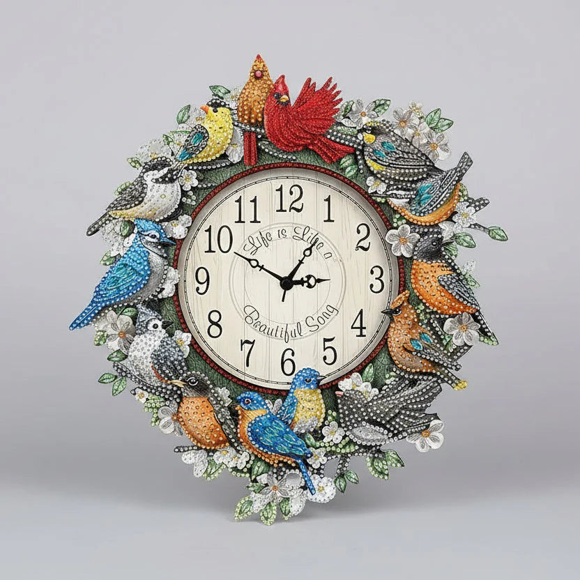 5D Clock with Birds | Diamond Painting
