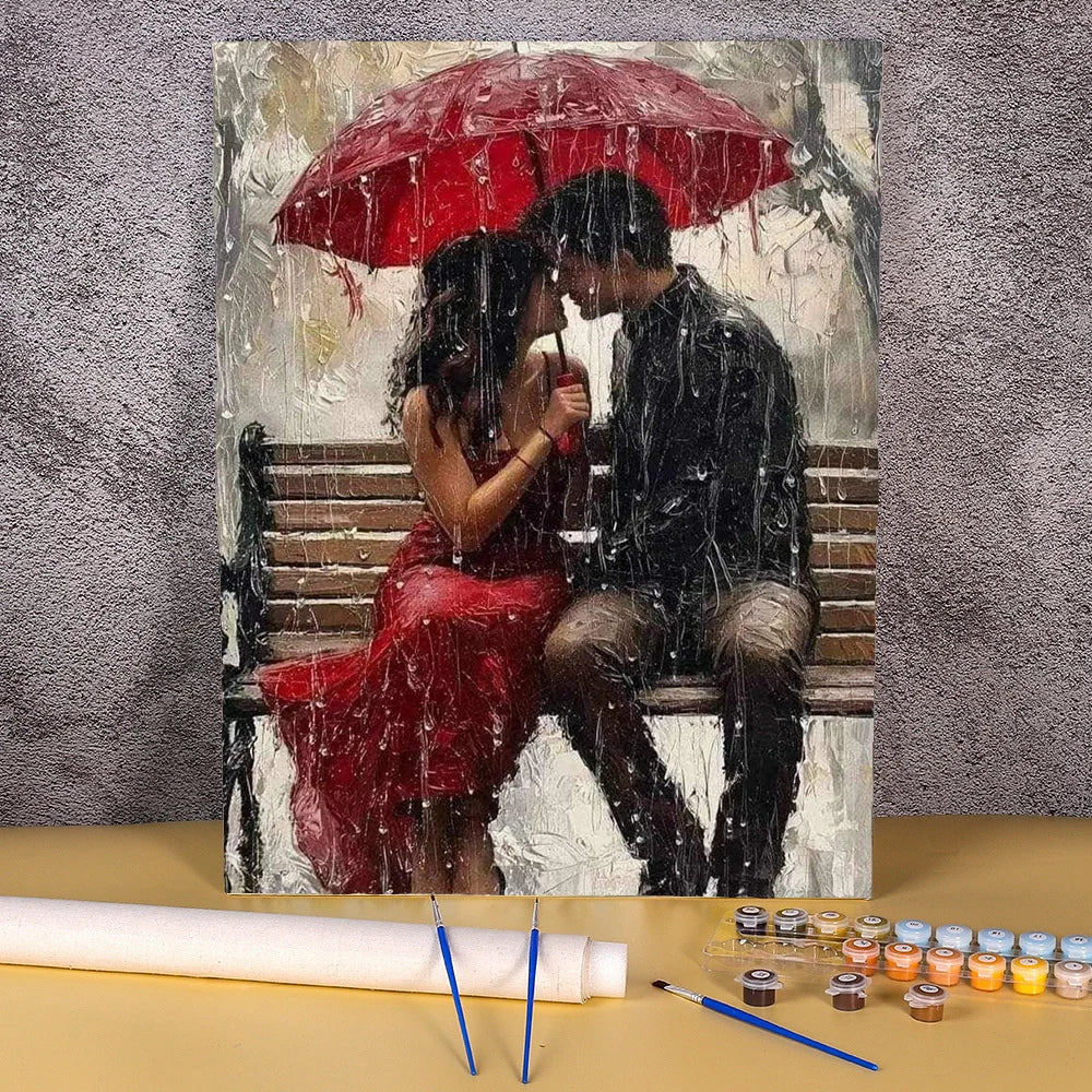 Love Beneath the Umbrella - Paint by Numbers