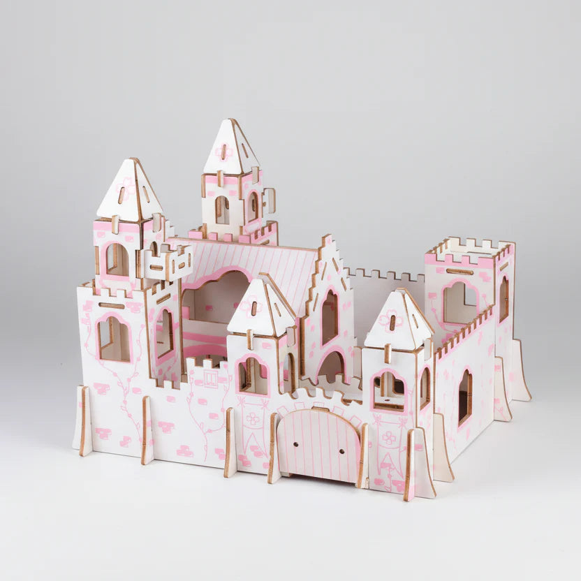 Pink castle | Wooden building kit