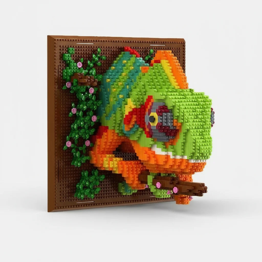 Chameleon on Building Plate | Building Blocks