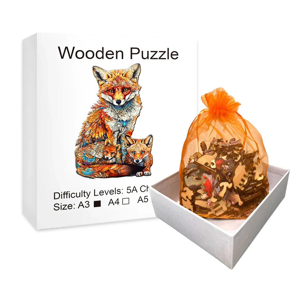 Fox with little foxes | Wooden Puzzle