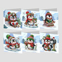 Penguin Christmas Cards Set | 6 Pieces | Diamond Painting