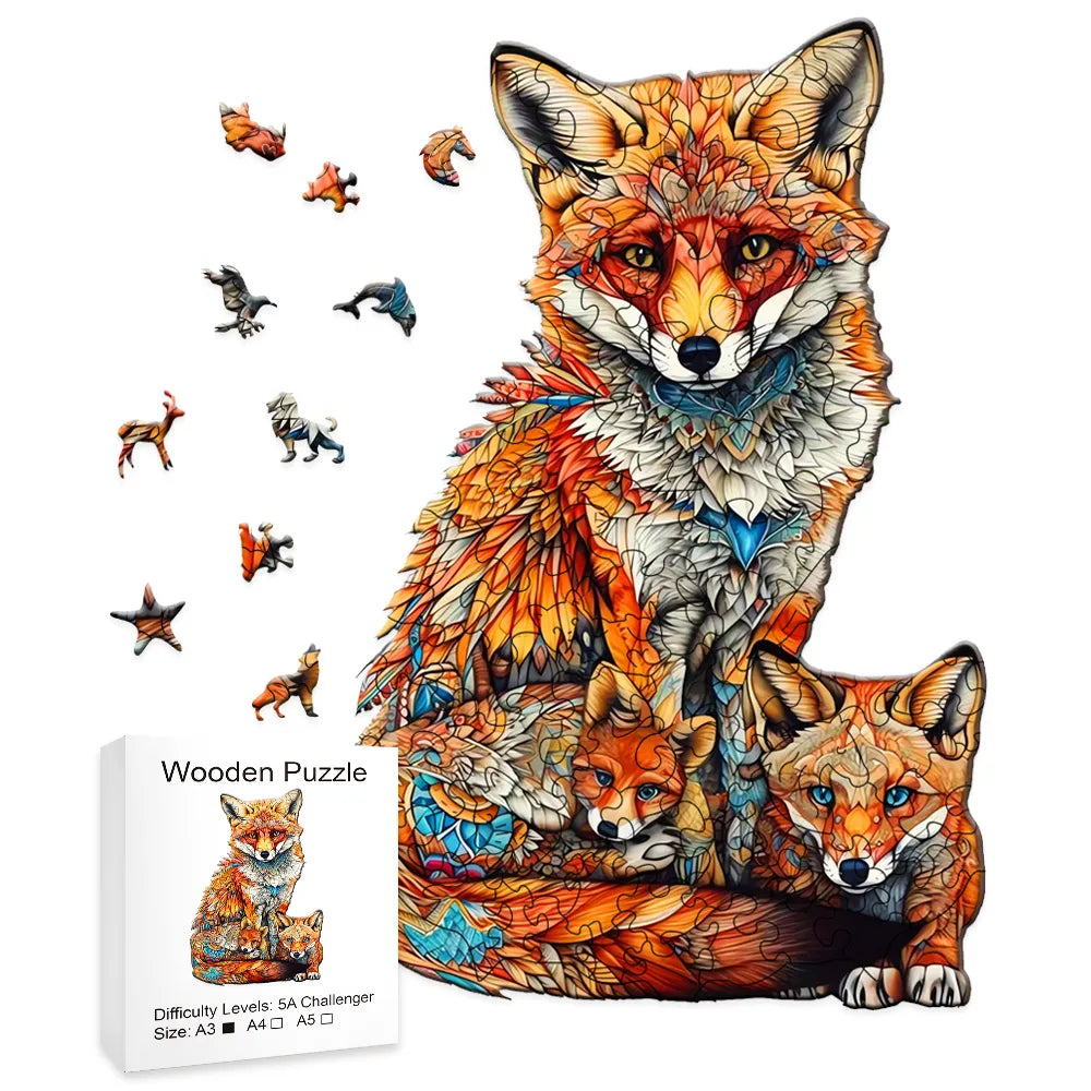 Fox with little foxes | Wooden Puzzle