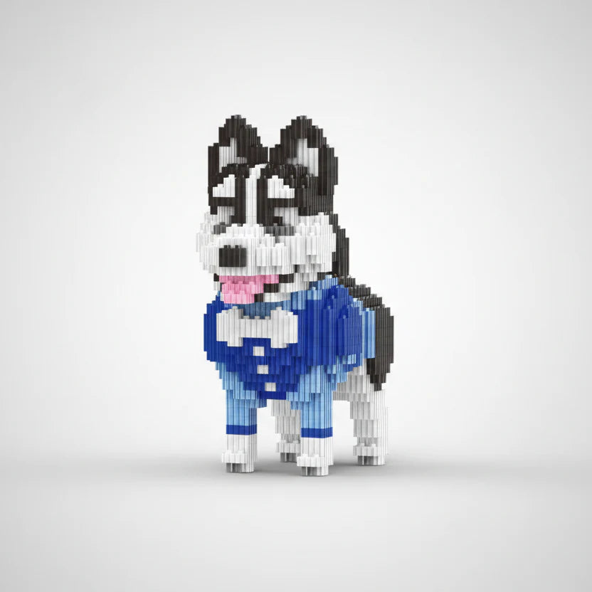 Husky in Blue Suit | Building Blocks