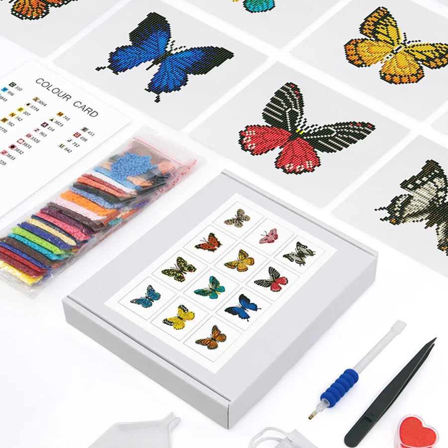 12 Mini Diamond Paintings | Butterflies | Diamond Painting